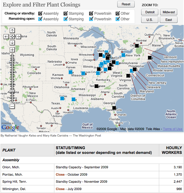 Car manufacturing plants in usa map